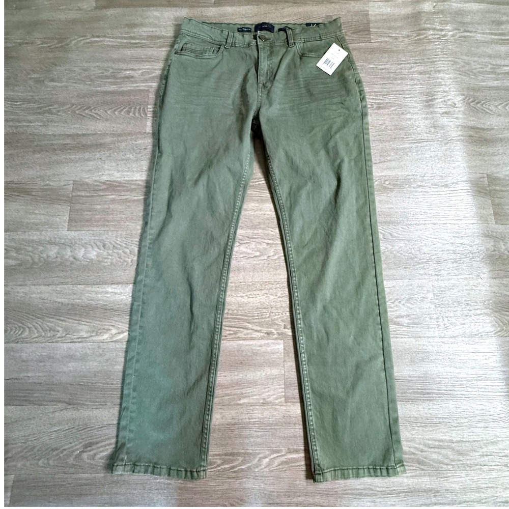 Marc Asher New York Mens Slim Straight Fit Pants‎ Olive Green 32x32 NWT